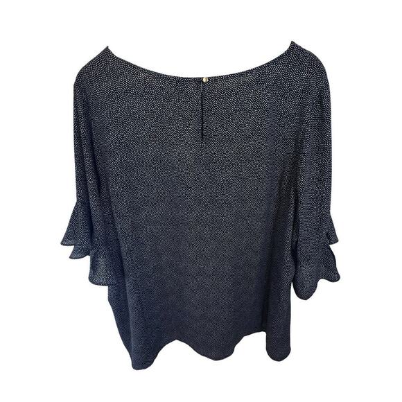 New LIZ CLAIBORNE Back White Polkadot Blouse‎ Ruffle Flutter Sleeve Plus Size 2X - Picture 7 of 10